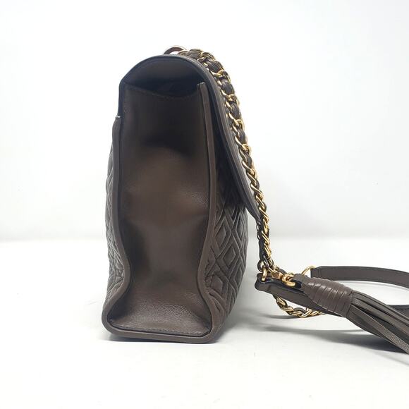 Tory Burch Fleming Convertible Shoulder Bag Crossbody Leather Gray Taupe - Picture 7 of 11